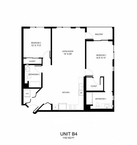 a floor plan for a unit with a bedroom and a living room